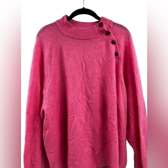 J Crew Button Crewneck Sweater Supersoft Pullover - Picture 2 of 6